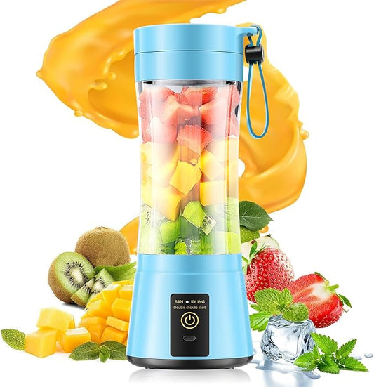 Portable Blender for Smoothies & Shakes - Cordless Blender with 380Ml Traveling Cup, 6 Stainless Steel Blades, BAP Free, Easily Making Fresh Juice for Office/Gym