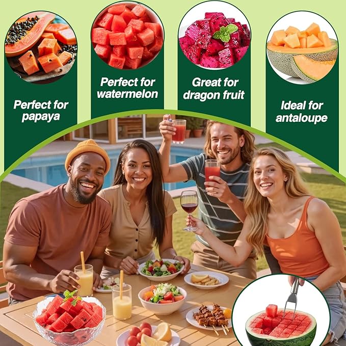 2-in-1 Watermelon Fork Slicer Cutter Set，Watermelon Cutter, Stainless Steel watermelon cutting tool,Summer Fruit Cutting Kitchen Gadget for Home (NEW-2PCS)