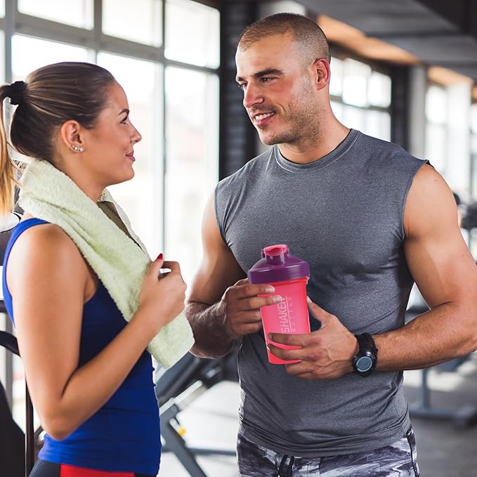 Shaker Bottle,400ml Small Protein Shaker Bottle with Mixing Ball, Portable 14oz GYM Shakes Cup for Workout,BPA free, 100% Leak Proof,Dishwasher Safe（Pink）