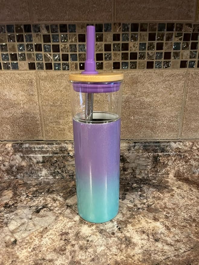 Tronco 20 oz Vacuum Insulated Glass Tumbler with Lid and Straw - Keeps Drinks Cold for 12 Hrs - Reusable Glass Cup for Iced Coffee, Smoothies & Boba - Sweat & BPA Free, Dishwasher Safe, Fit Car Holder
