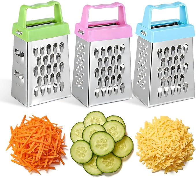 Kichvoe 6-Pack Mini Cheese Grater Set Stainless Steel Box Graters for Garlic Ginger Vegetable Slicing Shredding with Non-Slip Handle Compact Kitchen Tool
