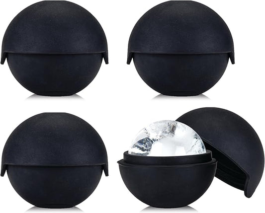 Viski Sphere Ice Molds, Large 2 Inch Silicone Ice Ball Makers for Whiskey, Bourbon, Scotch, and Cocktails, Easy Release Round Mold Set for Drinks, Home Bar Gifts, Bar Cart Accessories, Set of 4
