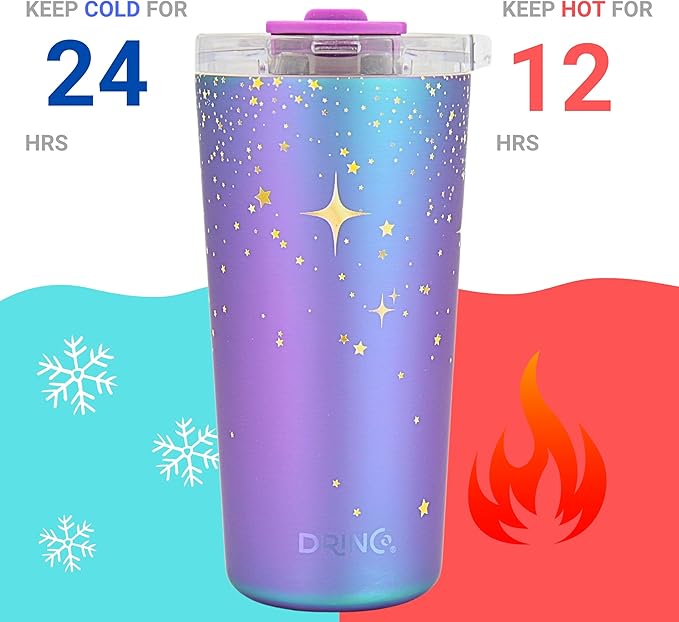 Drinco - 20 oz Stainless Steel Tumbler | Double Walled Vacuum Insulated Mug With Lid, 2 Straws, For Hot & Cold Drinks (20oz North Star)
