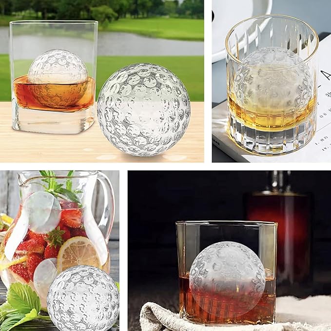 Bangp Golf Ball Ice Molds Set of 4,Whiskey Round Ice Cube Molds, Novelty Sphere Ice Molds Create 2.5 Inch Golf Ice Balls - Each Stone Keeps Your Drinks Cool and Unique,for Men and Women