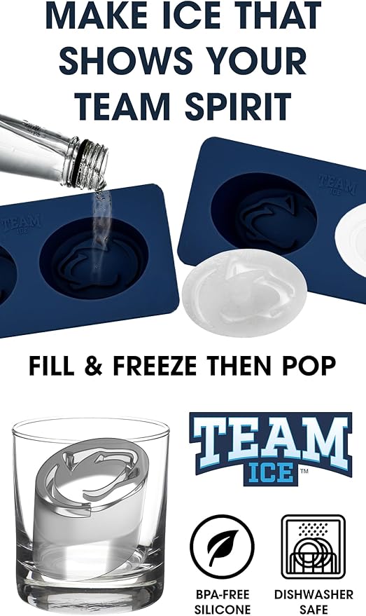 TEAM ICE - Penn State Silicone Ice Cube Tray - Large Silicone Ice Cube Mold for Whiskey & Cocktails, Durable Ice Tray for Game Day Drinks, College Logo Ice Mold for Fans & Tailgate Parties