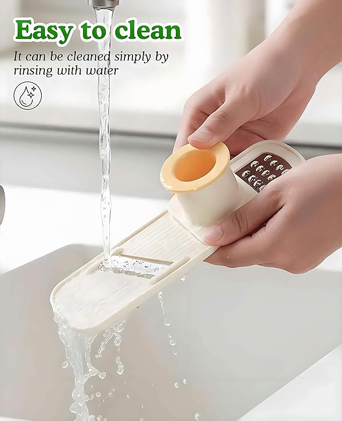 2PCS Small Multifunctional Garlic Grinder Hand, Mini Garlic Slicer Super Thin with Container