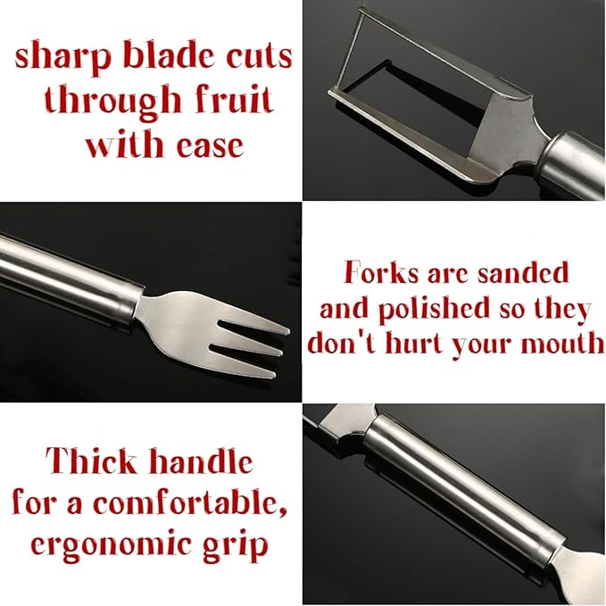 Watermelon Fork Slicer Cutter 2-in-1 watermelon cutter 2Pcs Stainless Steel Watermelon Slicer Tool Portable Fruit Cutter Kitchen Gadgets for Camping Picnics Home Use