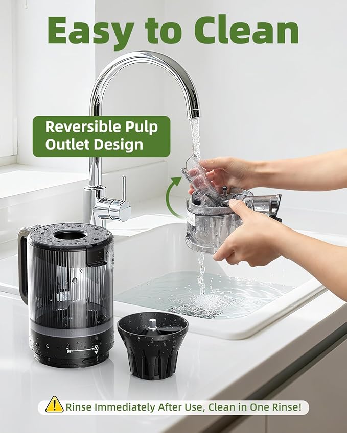 Cold Press Juicer, Auto Feed & Pre-cut, 55 RPM Slow Masticating High Juice Yield Juicer Machines, Easy to Clean, 5.3" Wide Chute, 1.8L Hopper with 2 Cups, Black