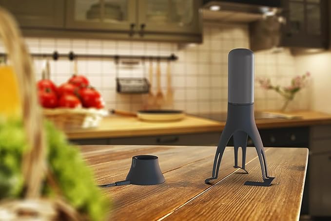 Uutensil Stirr Plus - Automatic Pan Stirrer with Timer - Includes USB Charging Cradle - Teal x Grey