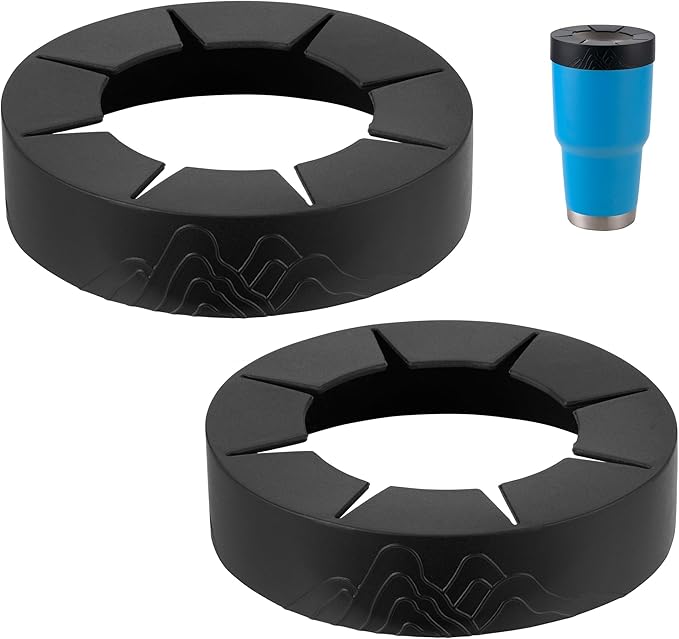 2Pack Silicone Ring for YETI 30 oz stainless Steel Tumbler, Reusable Ice Coffee Silicone Sleeve for 30oz YETI, RTIC, BJPKPK Tumblers with a Mouth Diameter of 3.9-4 inches(Black)
