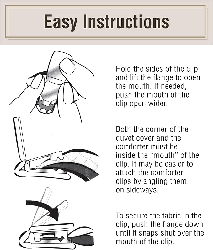 FRESH IDEAS Comforter Clips for Duvet Covers, Helps Prevent Blanket from Bunching or Shifting, 4-Pack
