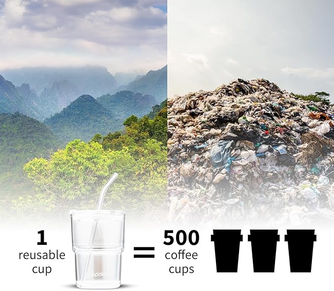 BLUEPOLAR 13oz/400ml Glass Water Tumbler with Straw and Lid Sealed Carry on Thick Wall Iced Coffee Cup for Water, Iced Tea, Fruit Juice (White with Protective Sleeve)
