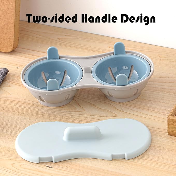 2 Cavity Microwave Egg Cooker, Silicone Double Row Egg Cooker, Poached Egg Cup Kitchen Cooking Gadgets (SandyBrown)