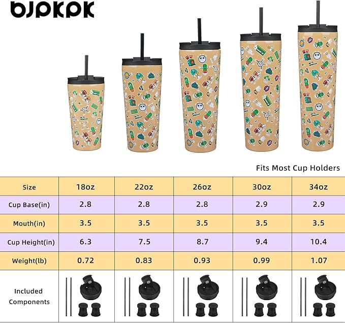 BJPKPK 26oz Tumbler With lid And Straw Stainless Steel Travel Coffee Mug Insulated Tumblers Cups,Spring Party Brown