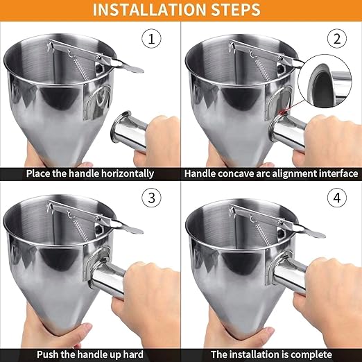 Multi-Caliber Pancake Batter Dispenser, Stainless Steel Funnel Cake Dispenser, Piston Funnel Cake Maker for Pancakes, Cupcakes,Crepes,Muffin,Waffles, Chocolate Balls (600)