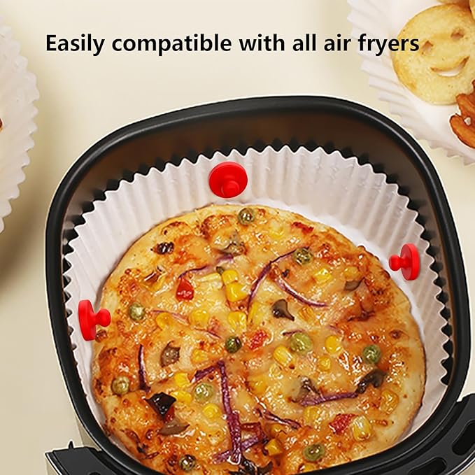 Air Fryer Magnets for Parchment Paper, 8PCS Strong Magnetic Silicone Clips to Secure Liners & Prevent Burning, 100% Food-Safe BPA Free, Waterproof & Heat-Resistant (0.86 inch,） (Red)