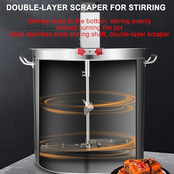 Automatic Pot Stirrer For Cooking, 40~140Large Capacity Heating Mixer Machine, Stainless Steel Self Stirring Pot, For Dessert Shops And Food Stalls,80L-220V