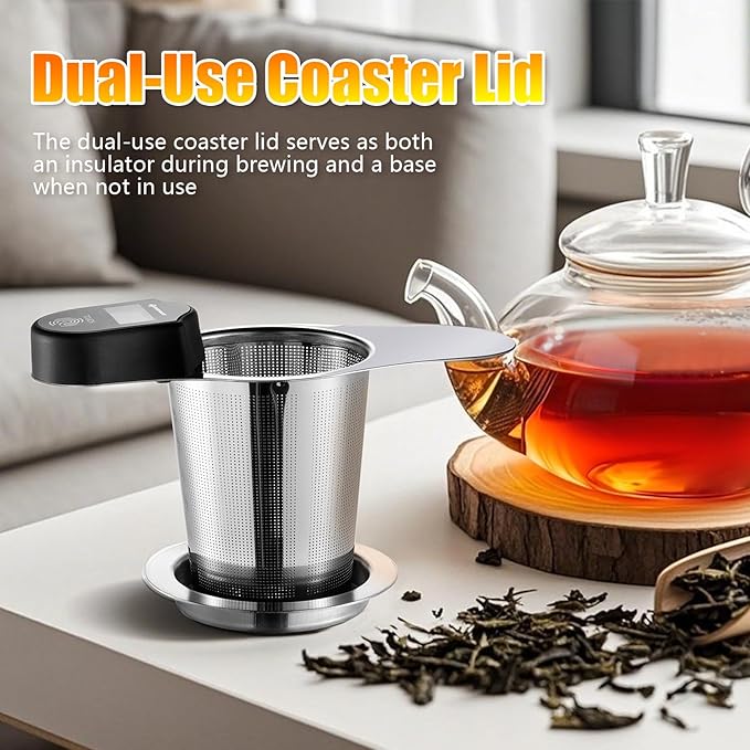 IPOW Stainless Steel Tea Infuser, Metal Loose Leaf Tea Steeper, Reusable Tea Strainer for Loose Tea, Upgrade Digital Thermometer Display, Specially Suit for Older Use, Tea Brewing No Longer By Feeling