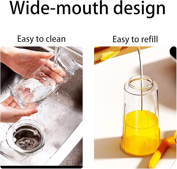 16oz/470ml Glass Olive Oil Sprayer for Cooking – 2 in 1 Canola Oil Spray Bottle for Kitchen, Wide-opening Spray Bottle with Silicone Basting Brush, Kitchen Gadgets for Air Fryer, Salad, BBQ