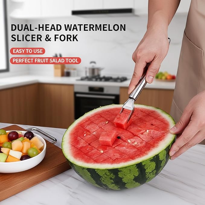 Watermelon Cutter Set of 3, Watermelon Slicer for Easy Fruit Cutting, Dual-Headed Design for Kitchen Use, Durable Material Construction