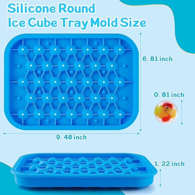 Sidosir 1Pack Silicone Round Ice Cube Tray Mold, 33-Cavity Round Ice Molds with Lid for Circular Ice Cubes, 0.8Inch Small Round Ice Balls Maker Mold for Freezer, Drinks, Whiskey, Coffee, Party