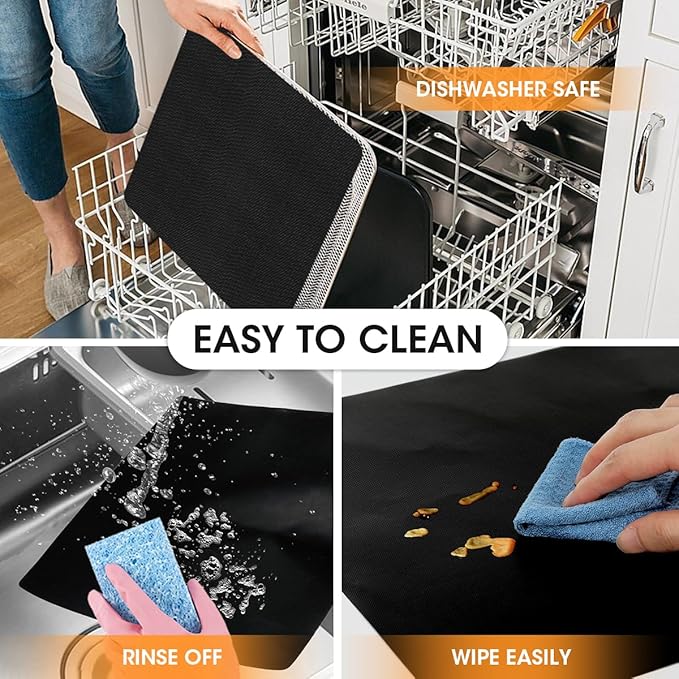 AIEVE Air Fryer Liners, 4 Packs Teflon Oven Liners for Bottom of Oven Compatible with Ninja Foodi SP101 SP201 SP301 SP351, Reusable Non-stick Air Fryer Baking Mat Sheets (12"x12")