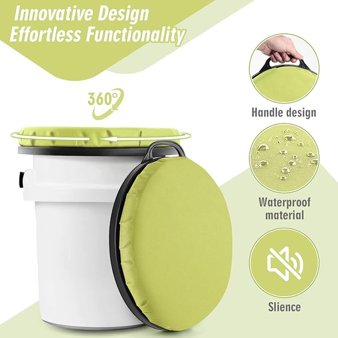 5 Gallon Bucket Seat for Yeti Only, 360 Degree Swivel Load Out Bucket Seat, 5 Gal Foam Cushion Bucket Lid Seats with Padded Top for Hunting Fishing Camping Outdoor