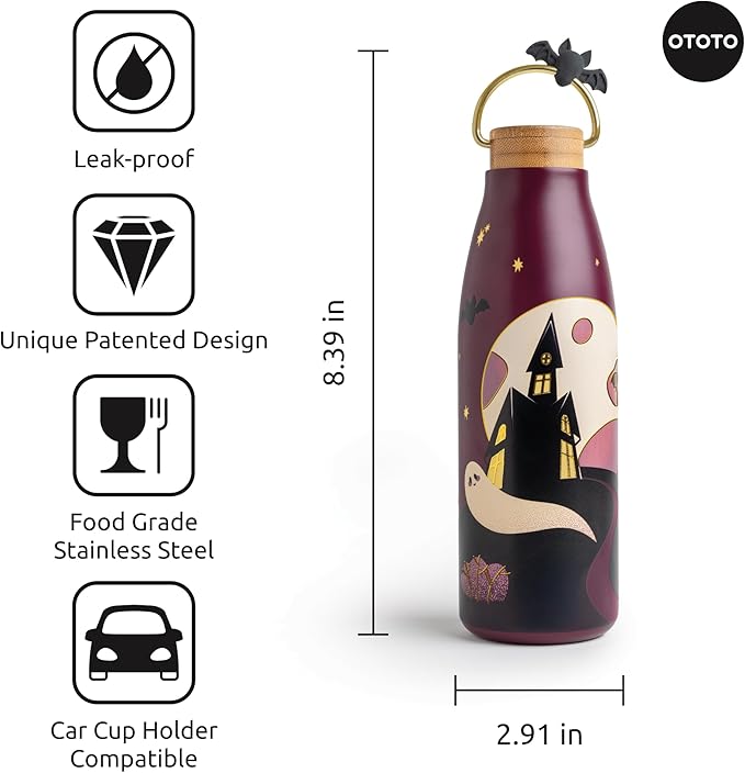 OTOTO Spooky Bootle - Halloween, Halloween Tumbler, Accessories, Insulated Water Bottle, Stainless Steel, Cute Water Bottle, Leak Proof Water Bottles, Spooky, Witchy, Goth Gifts, 18oz.