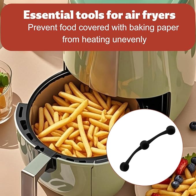 3 Sets Air Fryer Magnet Silicone Buckle, Secure Locking Disposable Liners Heat-Resistant & Avoid Parchment Paper Burns Magnetic Clips Holder for All Iron Airfryer Accessories (Black)