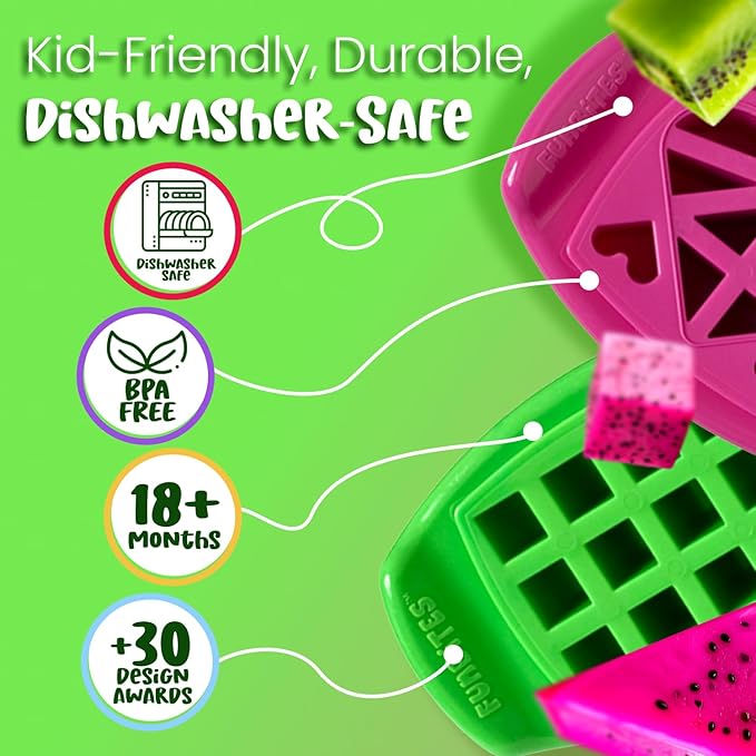 FUNBITES Crustless Sandwich Cutter for Kids Lunch (4-piece set), Uncrustable Sandwich Cutter, Bite-Size Food Cutter for Toddlers, Bento Box Accessories, BPA-FREE Dishwasher Safe, Squares/Hearts 2pk