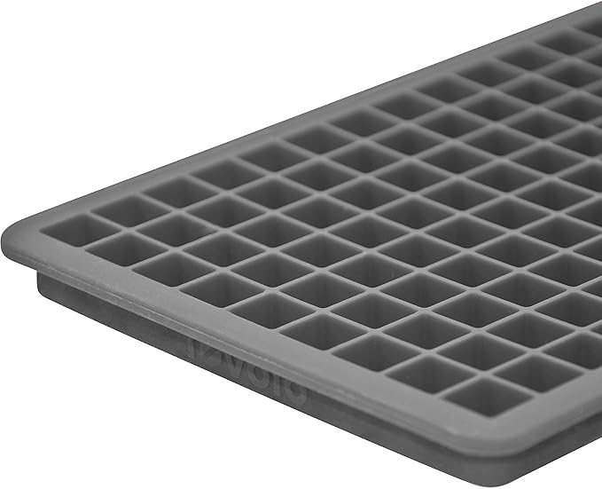 Tovolo Mini Ice Cube Tray with Lid Small Tiny Ice Maker for Freezer, Silicone Mini Ice Cube Tray Small Square Nugget Ice Makes 135 Tiny Cubes BPA Free Stackable Dishwasher Safe Charcoal Gray Trays
