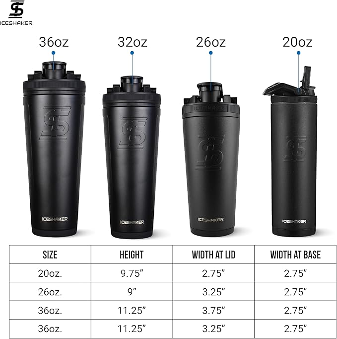 Ice Shaker Insulated Stainless Steel Shaker Bottle | 26oz, Aura | Cold for 30+ Hours | Insulated Cup with Twist-on Agitator | Odor-Free Bottle for Protein Shakes, Water, Smoothies, Cocktails