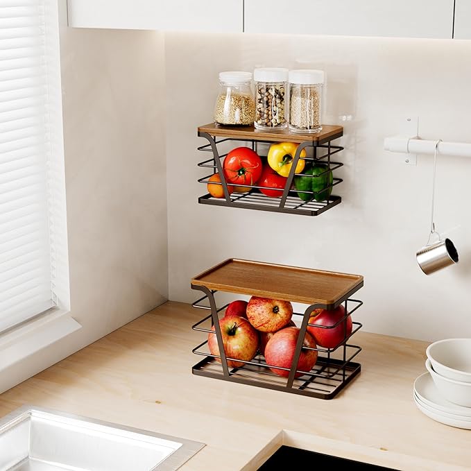 TIDIIABODE 2 Pack Stackable Kitchen Organization,Counter Organizers and Pantry Organization for Home and Kitchen,Trash Bag Organizer Under Sink,Brown