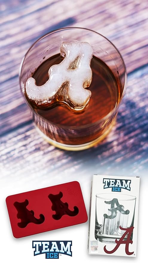 TEAM ICE - Alabama Silicone Ice Cube Tray - Large Silicone Ice Cube Mold for Whiskey & Cocktails, Durable Ice Tray for Game Day Drinks, College Logo Ice Mold for Fans & Tailgate Parties