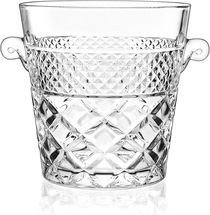 Ice Bucket Wine Bucket，Clear Glass 2 Liter Tub for Drinks and Parties, Food Grade, Perfect for Wine, Champagne or Beer Bottles