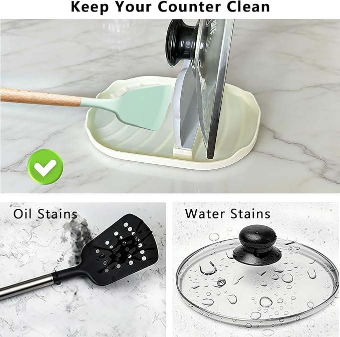 Liebe&Lecker Spoon Rest with Lid Holder, Spoon Rest for Stove Top and Kitchen Counter, Heat-Resistant Pot Lid Holder,Kitchen Gadgets Accessories for Cooking
