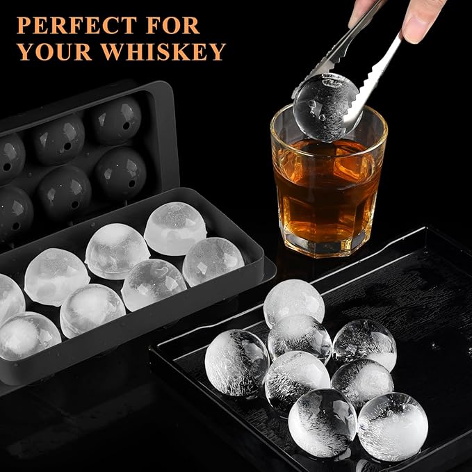 Round Ice Cube Mold,1.8 INCH x 8,Ice Ball Maker Mold | Round Ice Cube Trays for Freezer,Whiskey Ice Cubes Mold,Circle Ice Cube Tray with Lid,Ice Trays-Ice molds for Whiskey,Cocktails