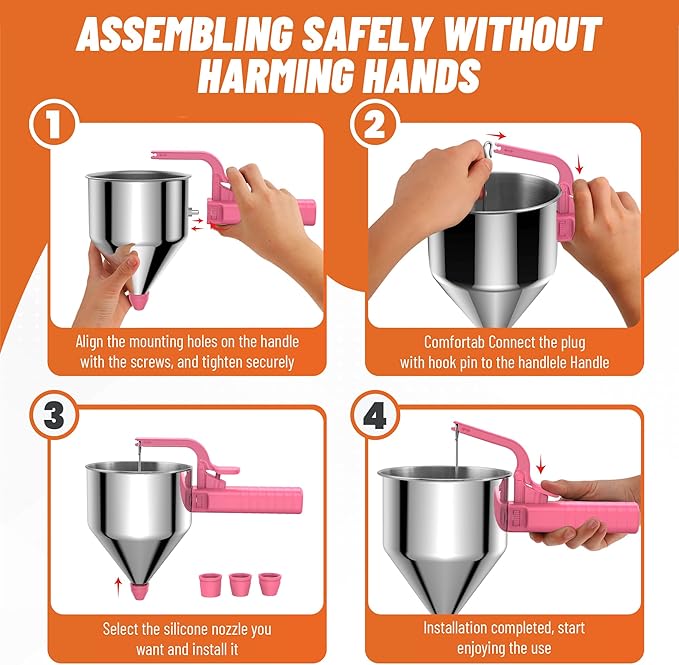 40oz Pancake Batter Dispenser, Stainless Steel Cake Dispenser with Stand, Great for Pancakes, Cupcake, Waffle or Any Baked Goods, Durable, Leak-Free, Paradise Pink