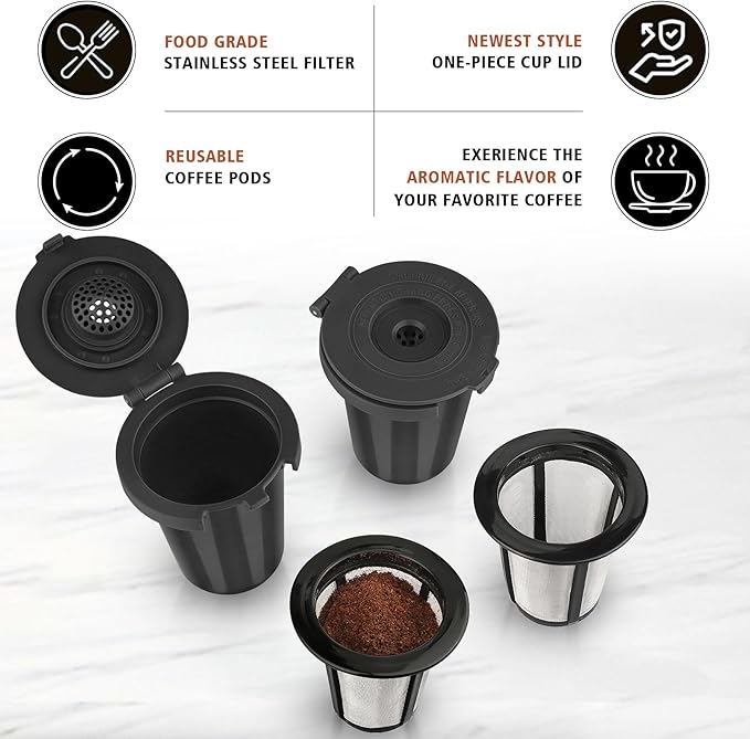 Newly upgraded Reusable Filter Cup for Cuisinart, Compatible with Cuisinart #SS-RFC HomeBarista Reusable Filter Cup, Black (2 Pack)