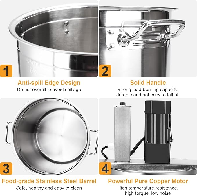 Automatic Food Mixer - 60L Commercial Food Mixer,4 Blade Stirring Scraper,for Making Jam, Sauce, Filling, Hot Pot Seasoning Bottom Soup Sauce Stirre Frying Machine,Adjustable Stirring Speed