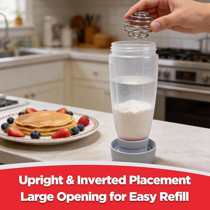 2-Pack Batter Dispenser with Whisk Ball, 1000ml Leak-Proof Squeeze Bottle with Stand for Pancakes, Waffles, Cupcakes & Crepes(PD-01)