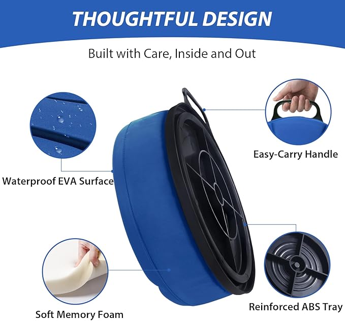 5 Gallon Bucket Seat with 3" Thick Seat Foam Cushion, 360°Swivel Bucket Lid Seat, Waterproof & Silent Bucket Seats for Dove Duck Hunting, Ice Fishing, Baseball, Camping