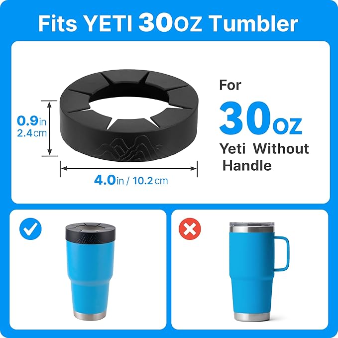 2Pack Silicone Ring for YETI 30 oz stainless Steel Tumbler, Reusable Ice Coffee Silicone Sleeve for 30oz YETI, RTIC, BJPKPK Tumblers with a Mouth Diameter of 3.9-4 inches(Yellow)