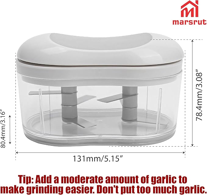 Garlic Dicer Push Chopper, Manual Hand Press Picador De Ajo, Food Mincer Cutter Slicer for Onion Vegetable Chili Peppers Fruits, Small Portable Handheld Easy Processor Shredder for Household Kitchen