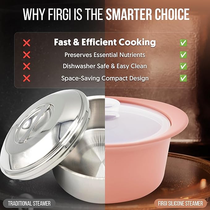 40oz Platinum Silicone Microwave Steamer Pot with Handle & Lid - Korean 100% Food-Grade Steamer Bowl, Heat-Resistant Cooker with Steam Holes, Easy Clean, Dishwasher Safe, Taupe Brown