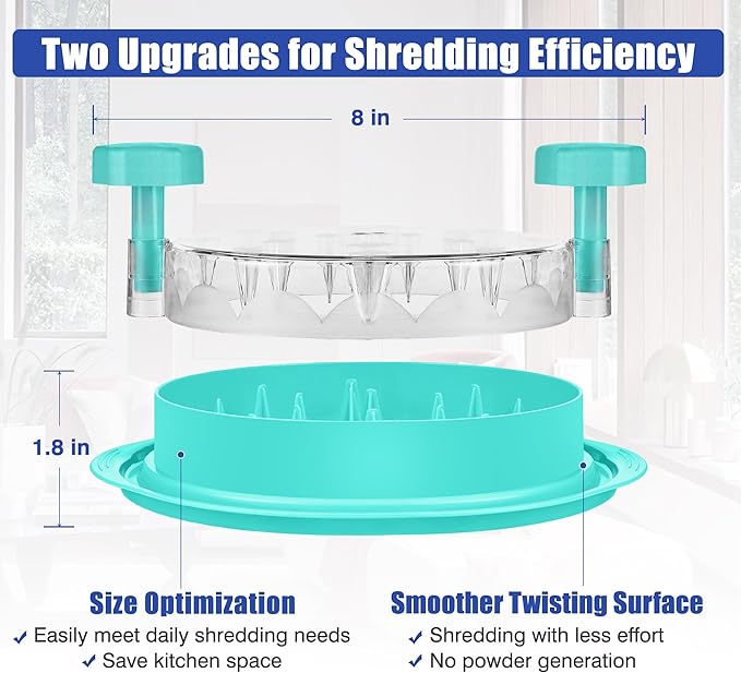 Chicken Shredder Tool Twist: 2026 Pro Food-Grade Visible Meat Shredder with Strong Anti-Slip Base, Ergonomic Handle, Chicken Breast Shredder, Suitable for Pork Beef Chicken (Green)