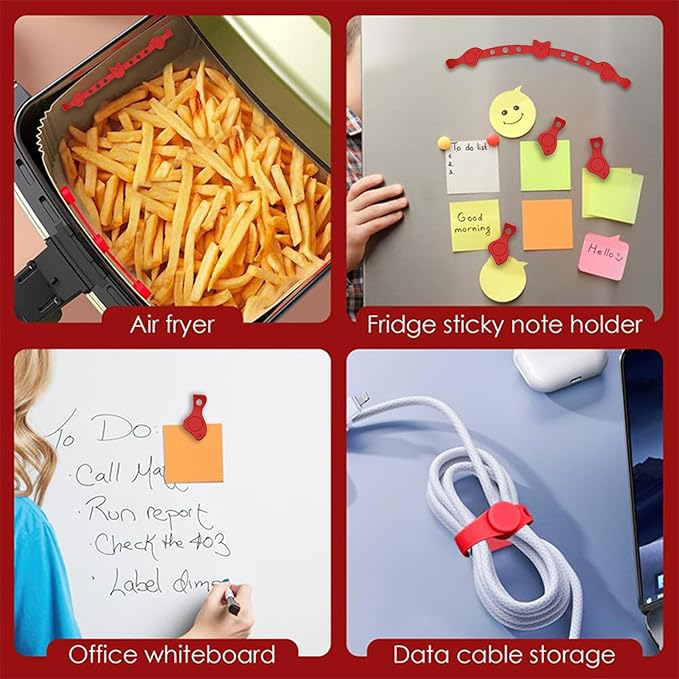 Air Fryer Magnets Silicone Buckle for Parchment Paper Liners, High-Temp Resistant Air Fryer Accessories, Safely Lock Paper from Heating Element or Covering Food, Prevent Burning (Bird)