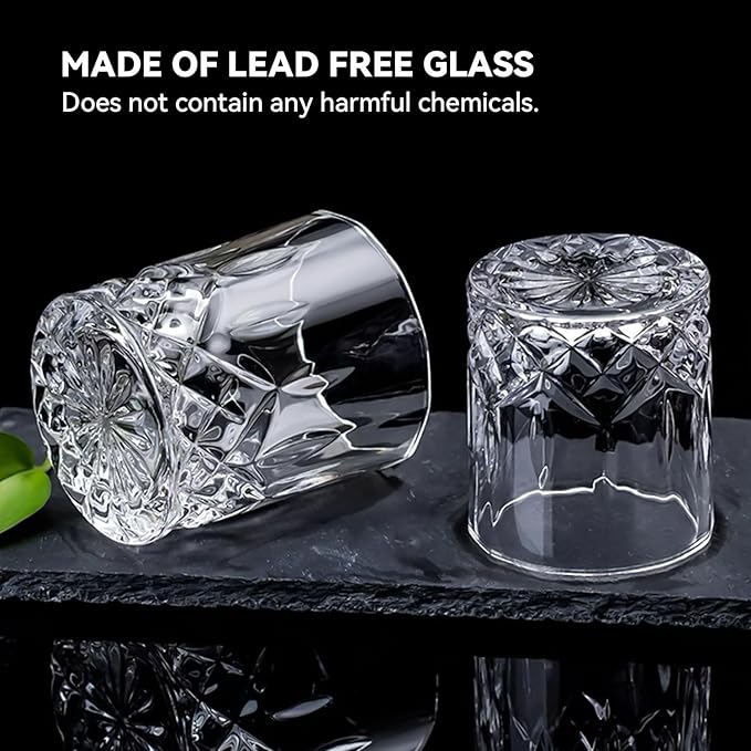 Whiskey Glasses Set of 6, 11 OZ Old-Fashioned, Rum & Scotch Glasses