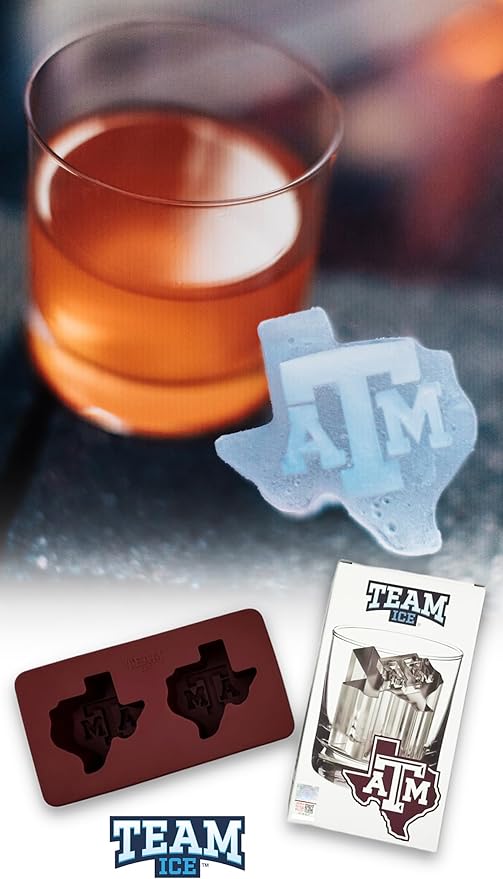TEAM ICE - Texas A&M Silicone Ice Cube Tray - Large Silicone Ice Cube Mold for Whiskey & Cocktails, Durable Ice Tray for Game Day Drinks, College Logo Ice Mold for Fans & Tailgate Parties