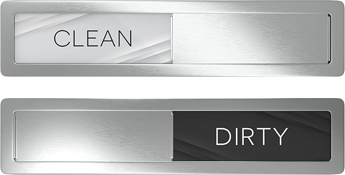 Stainless Steel Dishwasher Magnet Clean Dirty Sign, Premium Clean Dirty Magnet for Dishwasher with a Protective Backing & Adhesives, Kitchen Gadgets Decor, Black White Dirty Clean Dishwasher Magnet